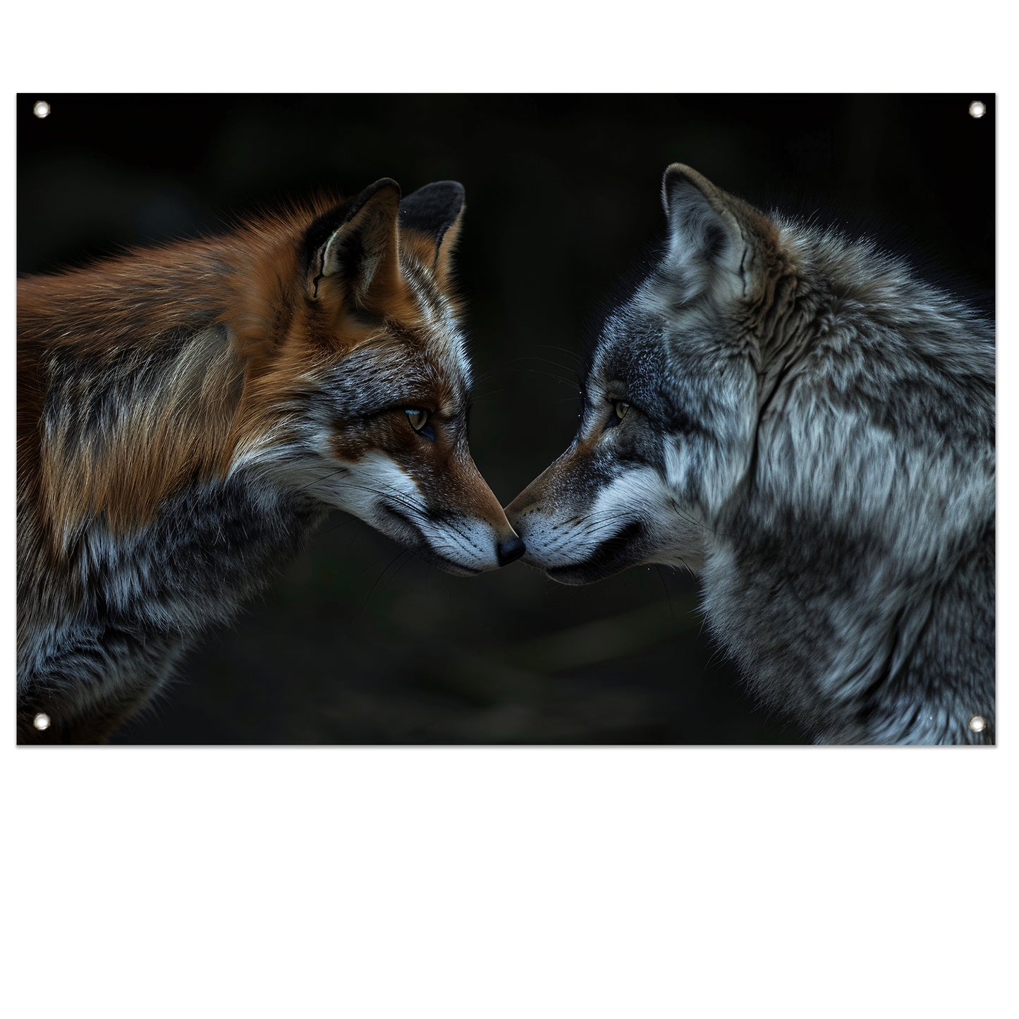 Vos en wolf in harmonie samen tuinposter