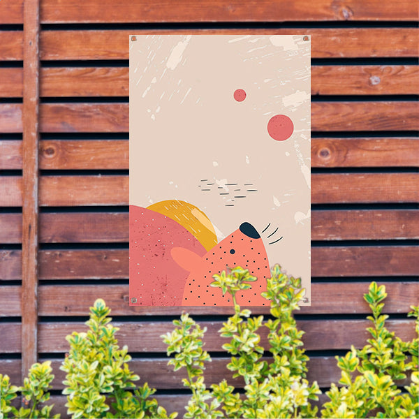 Abstracte minimalistische afbeelding van een hond tuinposter