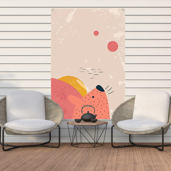 Abstracte minimalistische afbeelding van een hond tuinposter