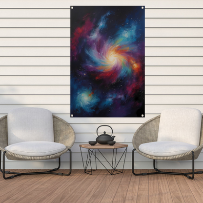 Kosmische Werveling van Levendige Kleuren tuinposter