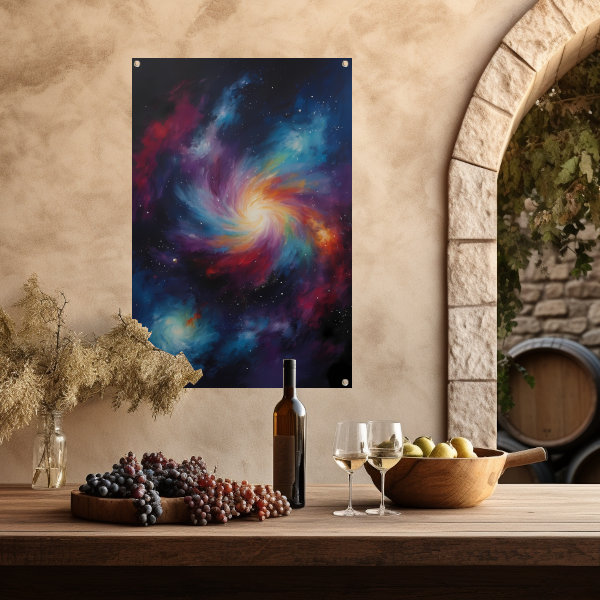 Kosmische Werveling van Levendige Kleuren tuinposter