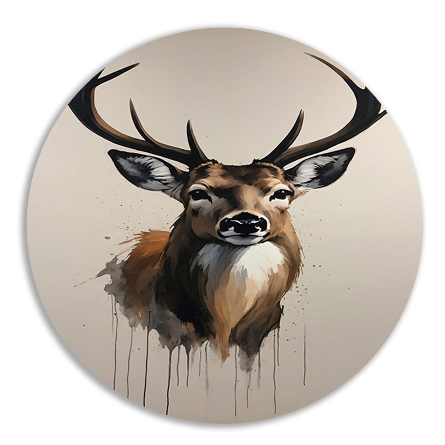 Colorful Modern Abstract Deer Portrait aluminium muurcirkel