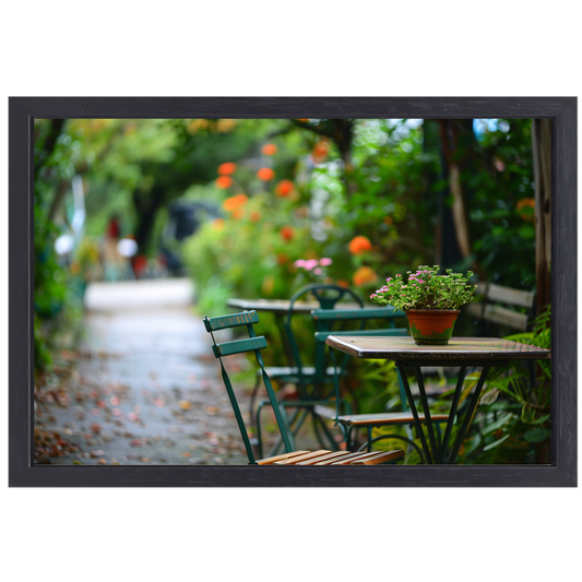 Moderne kamerplant op houten tafel canvas met baklijst
