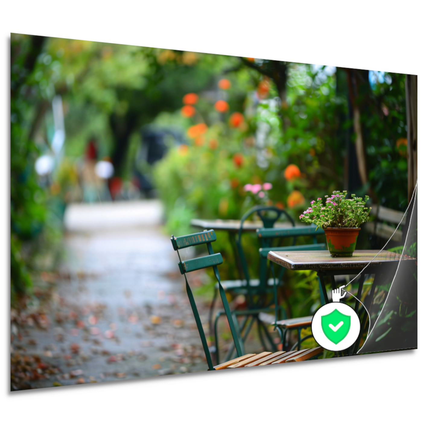 Moderne kamerplant op houten tafel poster
