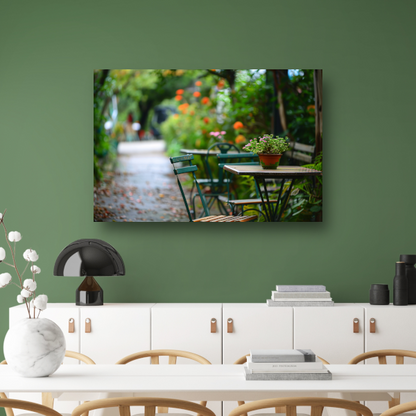 Moderne kamerplant op houten tafel canvas