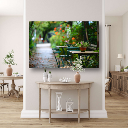 Moderne kamerplant op houten tafel canvas
