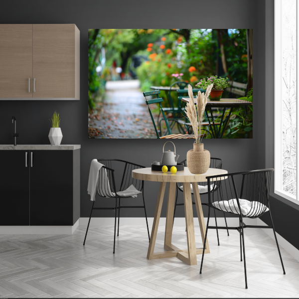 Moderne kamerplant op houten tafel canvas