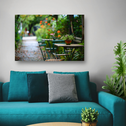 Moderne kamerplant op houten tafel canvas