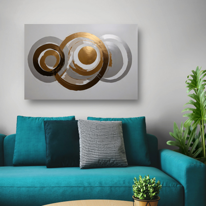 Moderne Minimalistische Gouden en Zilveren Cirkels canvas