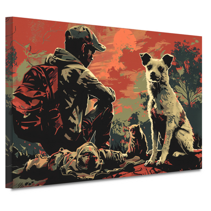 Zonsondergang met Hond en Bewaker canvas