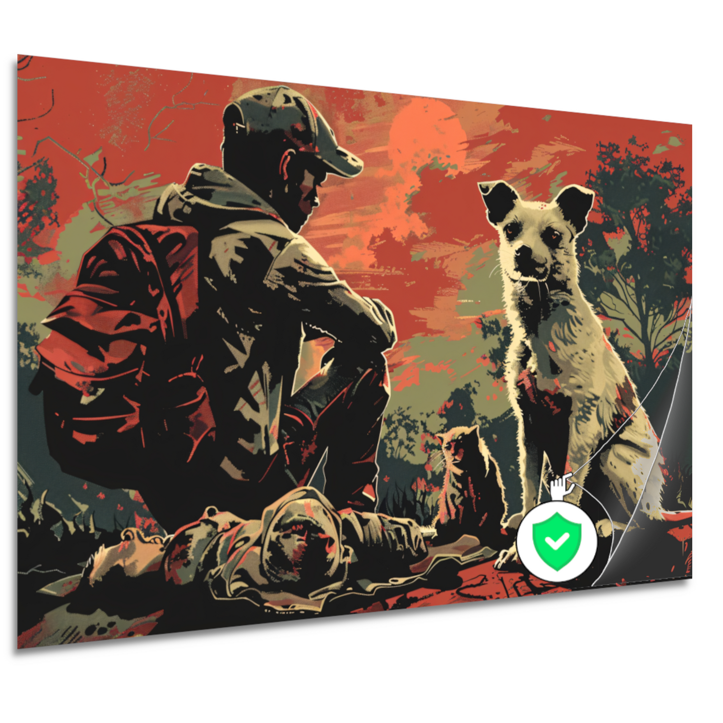 Zonsondergang met Hond en Bewaker poster
