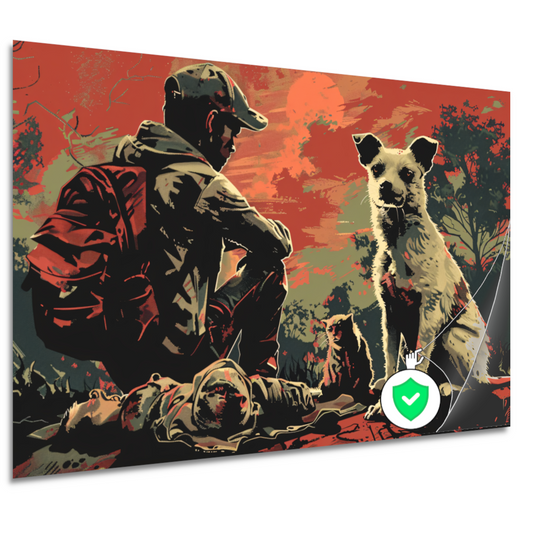 Zonsondergang met Hond en Bewaker poster