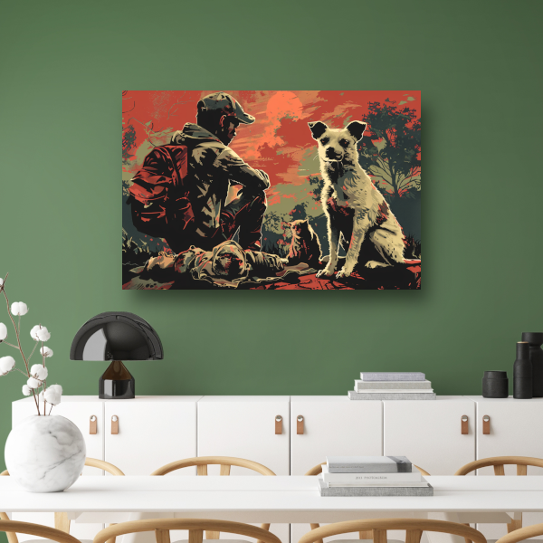 Zonsondergang met Hond en Bewaker canvas