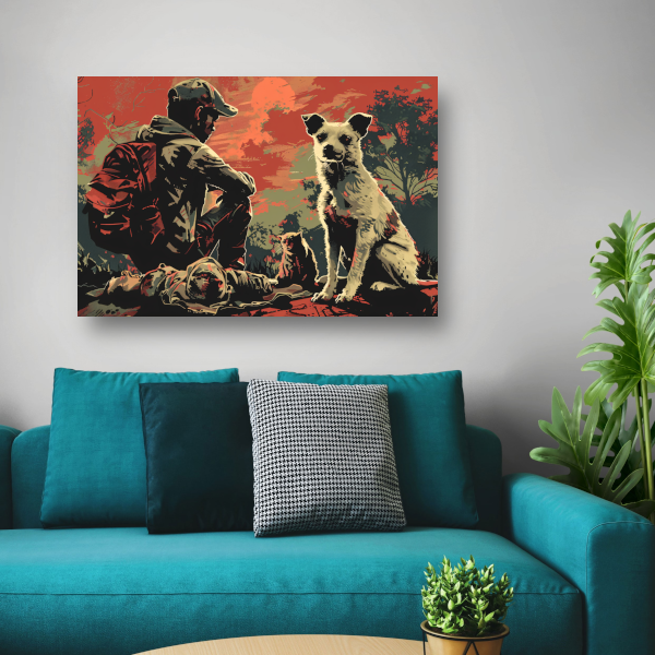 Zonsondergang met Hond en Bewaker canvas