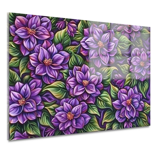 Paarse Bloemenpatroon acrylglas