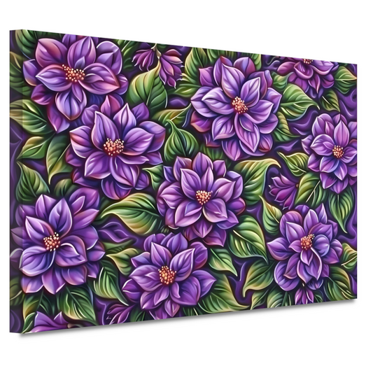 Paarse Bloemenpatroon canvas