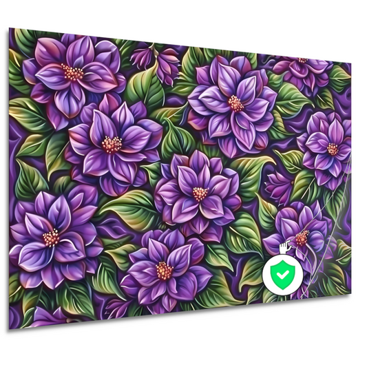 Paarse Bloemenpatroon poster