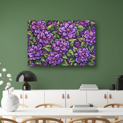 Paarse Bloemenpatroon canvas