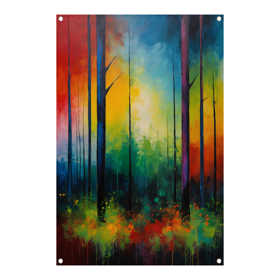 Abstracte Impressionistische Boslandschap Kunst tuinposter