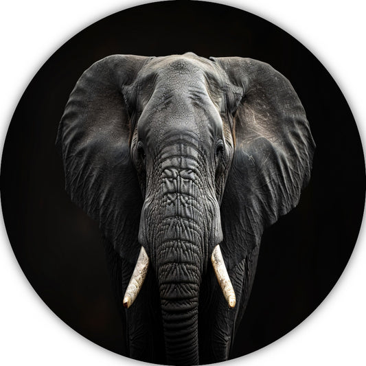 Portret van een Olifant in Zwart-Wit forex muurcirkel
