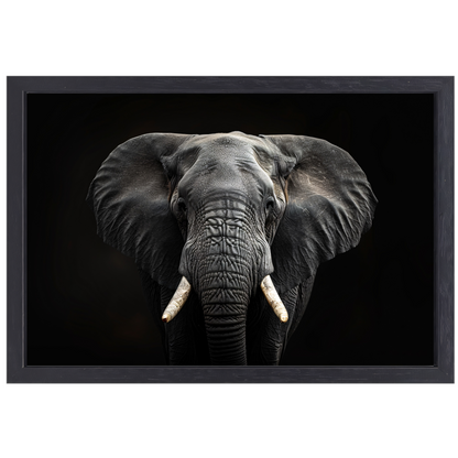 Portret van een Olifant in Zwart-Wit canvas met baklijst