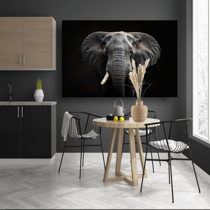 Portret van een Olifant in Zwart-Wit canvas met baklijst