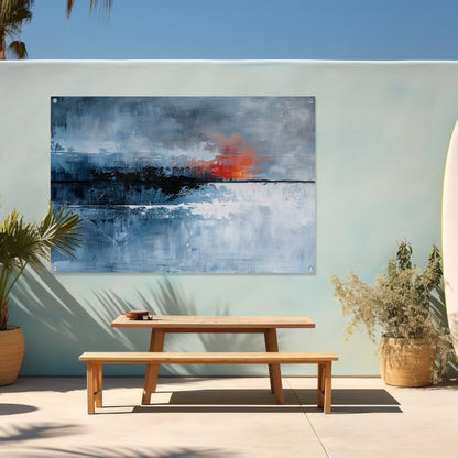Dramatische abstracte lucht met vurige kleuren tuinposter