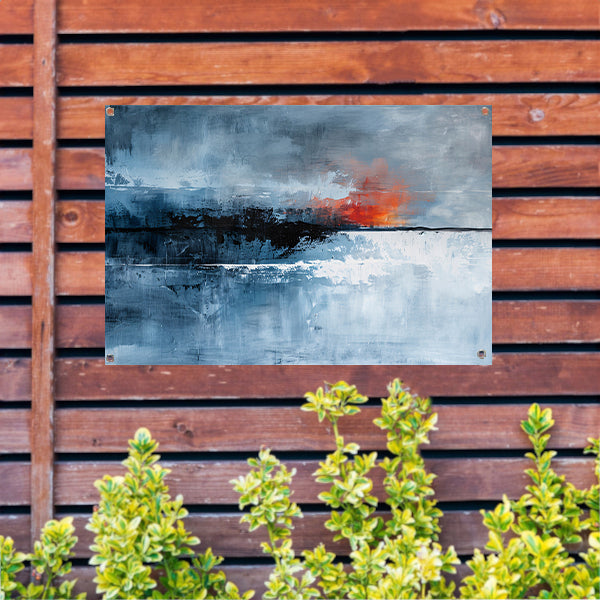 Dramatische abstracte lucht met vurige kleuren tuinposter
