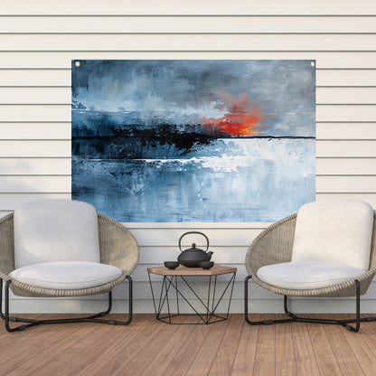 Dramatische abstracte lucht met vurige kleuren tuinposter