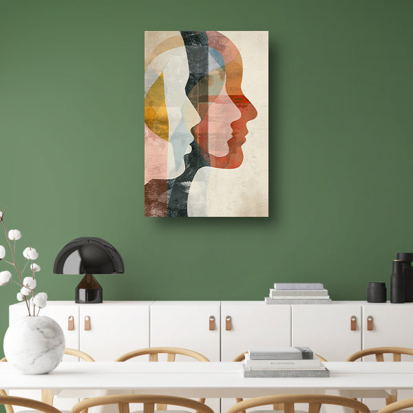 Abstracte Overlapping van Gezichten in Kleur canvas