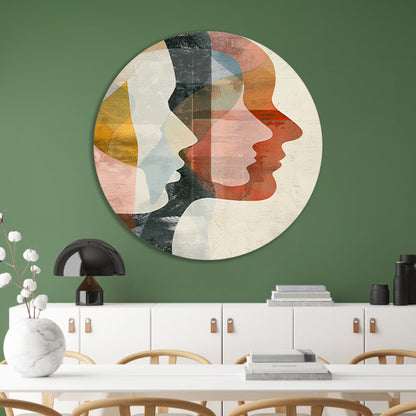 Abstracte Overlapping van Gezichten in Kleur forex muurcirkel