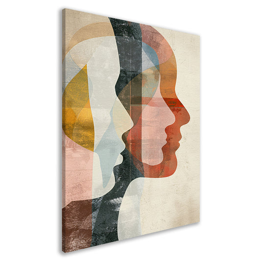 Abstracte Overlapping van Gezichten in Kleur canvas