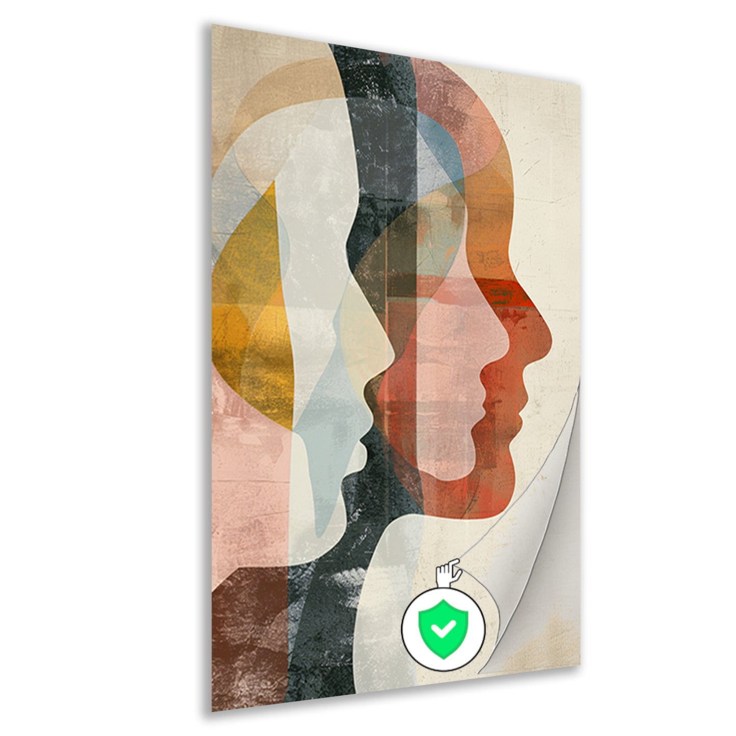 Abstracte Overlapping van Gezichten in Kleur poster