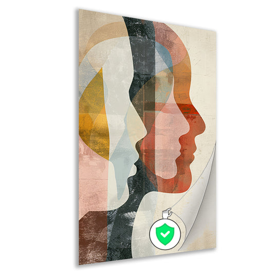 Abstracte Overlapping van Gezichten in Kleur poster