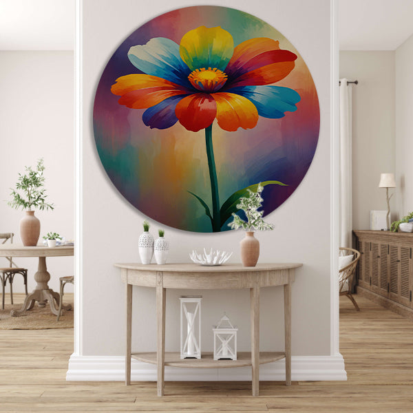 Explosie van kleur in abstracte bloem forex muurcirkel