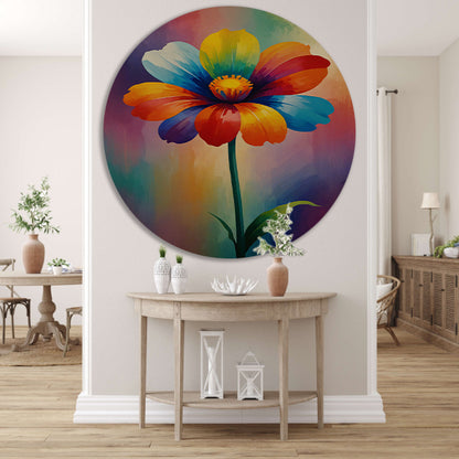 Explosie van kleur in abstracte bloem forex muurcirkel