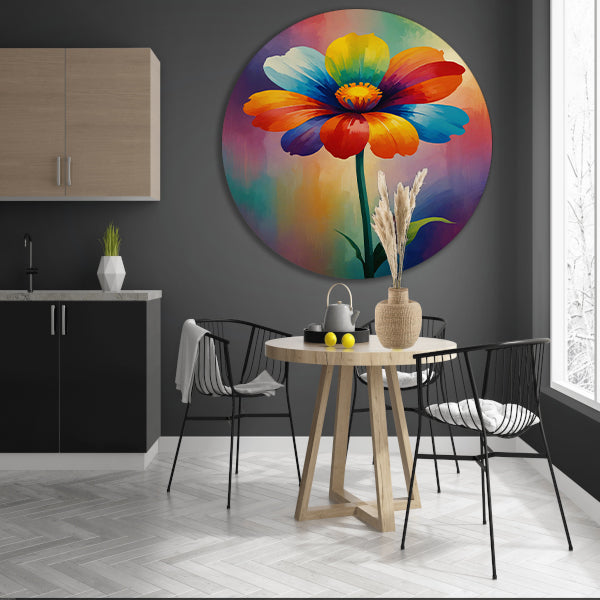 Explosie van kleur in abstracte bloem forex muurcirkel