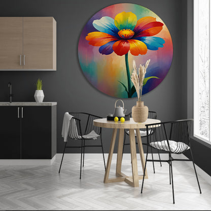 Explosie van kleur in abstracte bloem forex muurcirkel