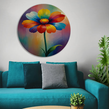 Explosie van kleur in abstracte bloem forex muurcirkel