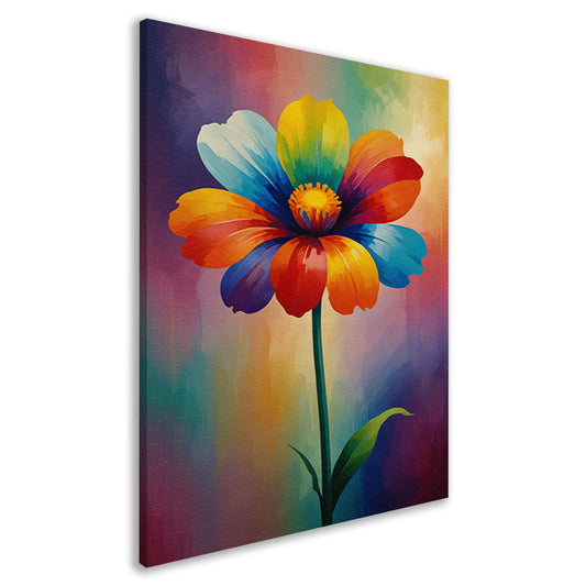Explosie van kleur in abstracte bloem canvas