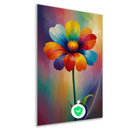 Explosie van kleur in abstracte bloem poster