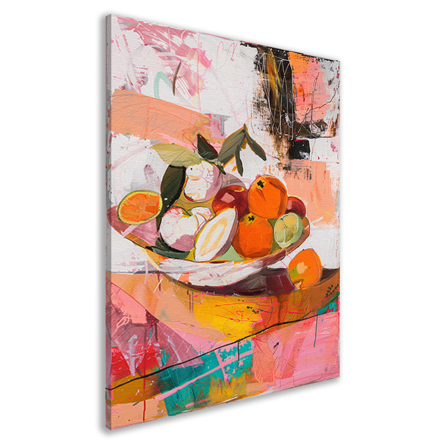 Kleurrijk abstract stilleven met fruit canvas