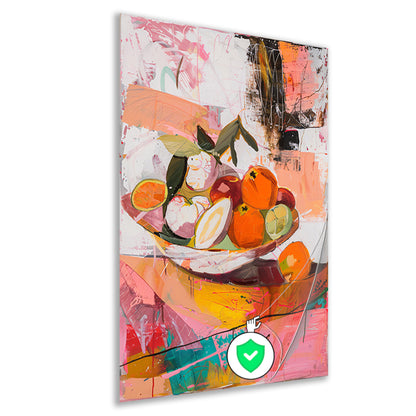 Kleurrijk abstract stilleven met fruit poster