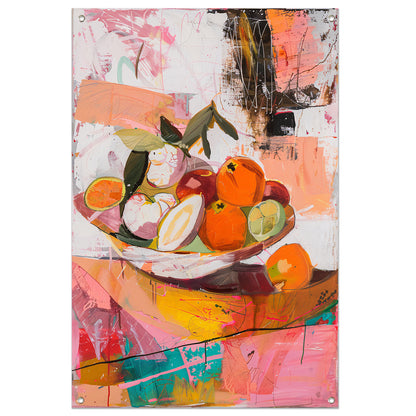 Kleurrijk abstract stilleven met fruit tuinposter