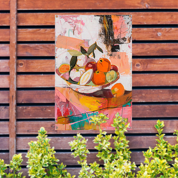 Kleurrijk abstract stilleven met fruit tuinposter