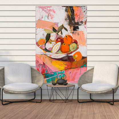 Kleurrijk abstract stilleven met fruit tuinposter