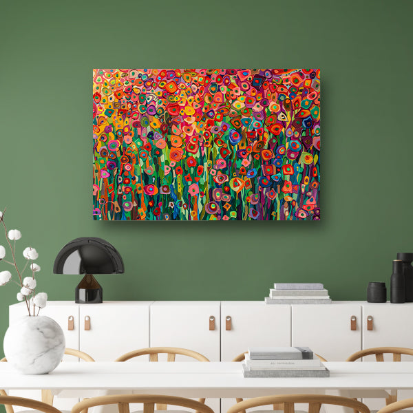 Abstract bloemenveld met felle kleuren acrylglas