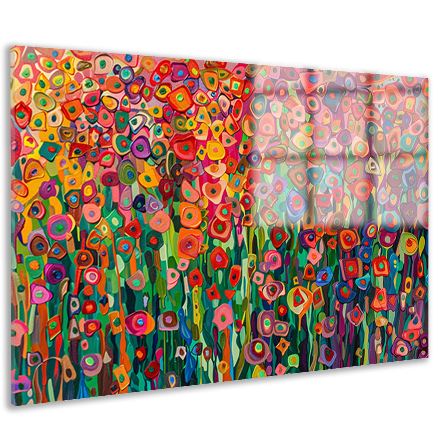 Abstract bloemenveld met felle kleuren acrylglas