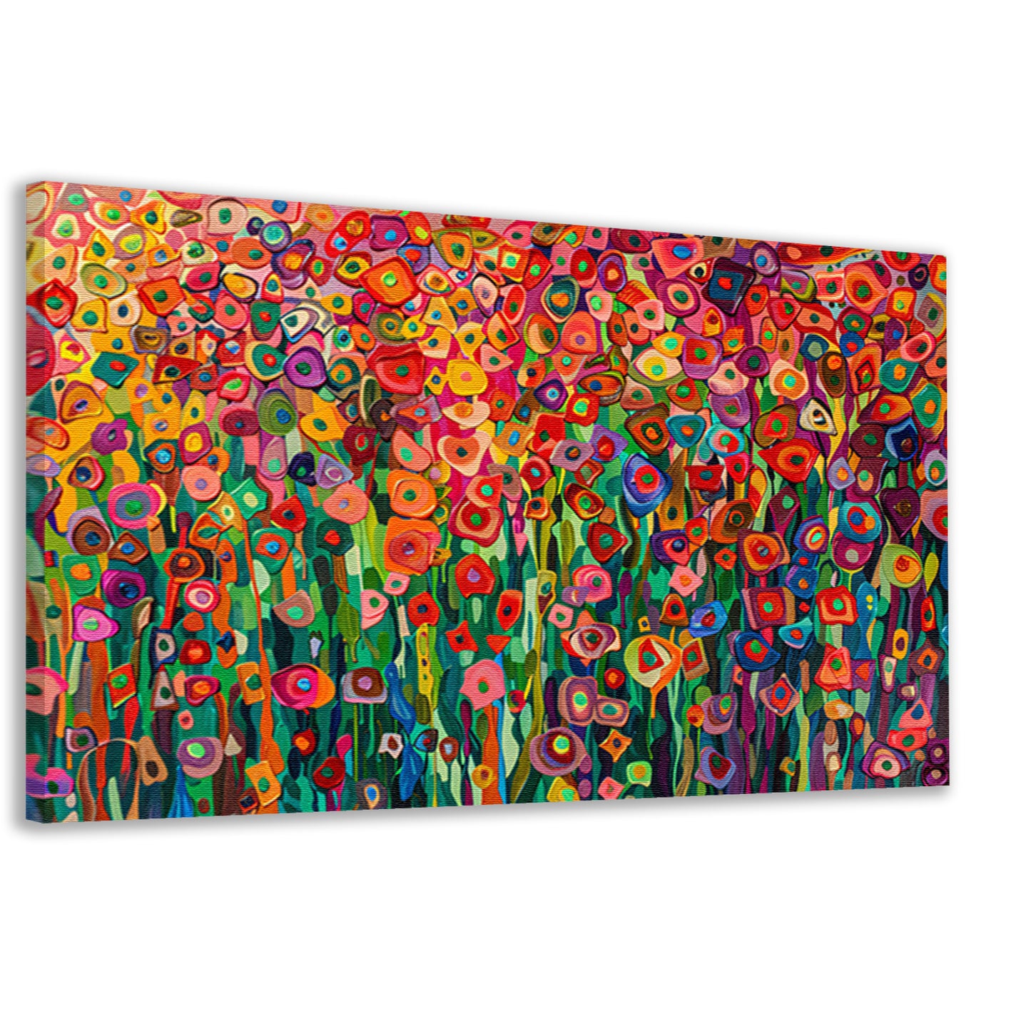 Abstract bloemenveld met felle kleuren canvas