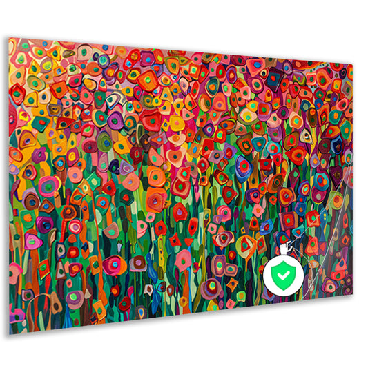 Abstract bloemenveld met felle kleuren poster